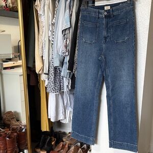 Faherty Dark Blue Straight Leg High-Rise Jeans